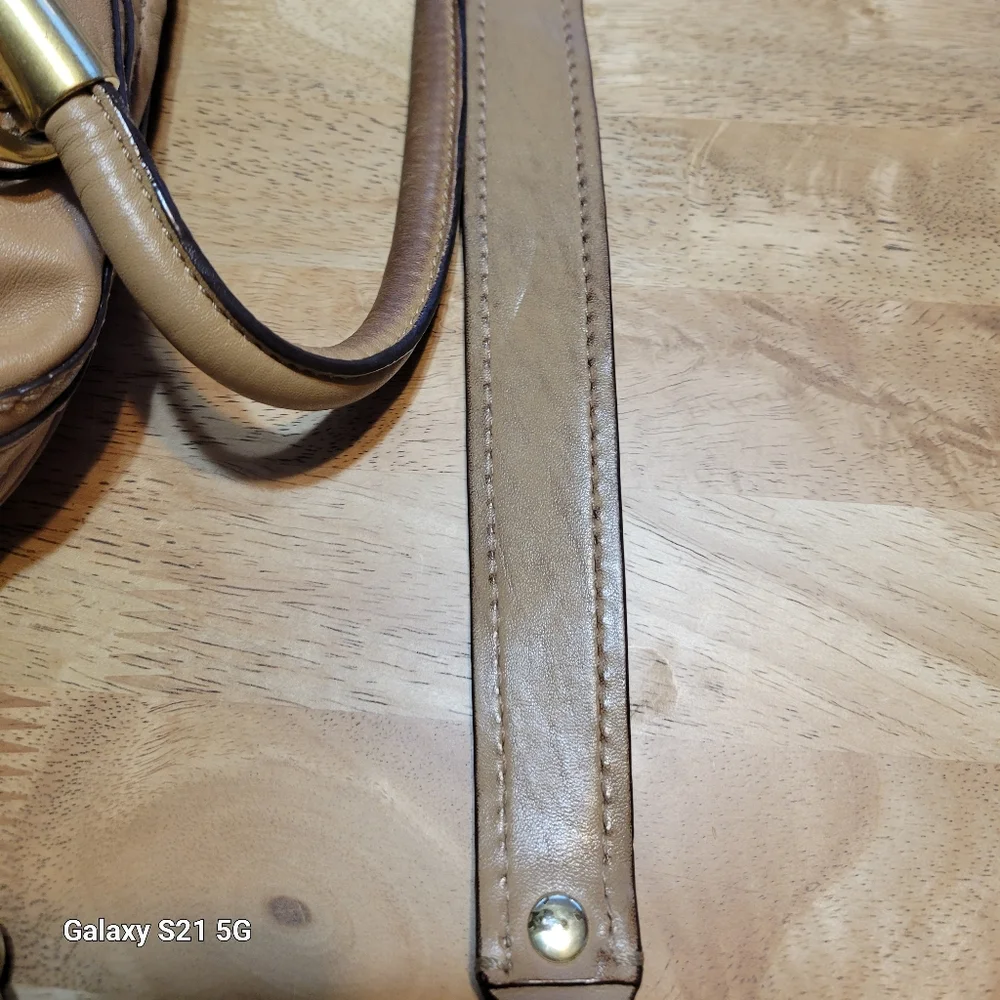 Coach Beige Leather Satchel with Gold Hardware
